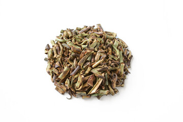 dried bean pods isolated on white background