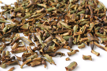 dried bean pods isolated on white background