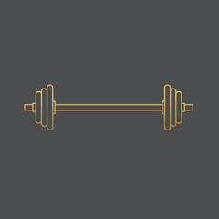 golden barbell for bodybuilding icon- vector illustration