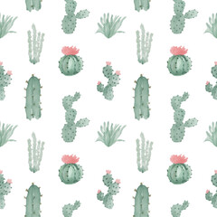 Green Cactus Seamless Pattern