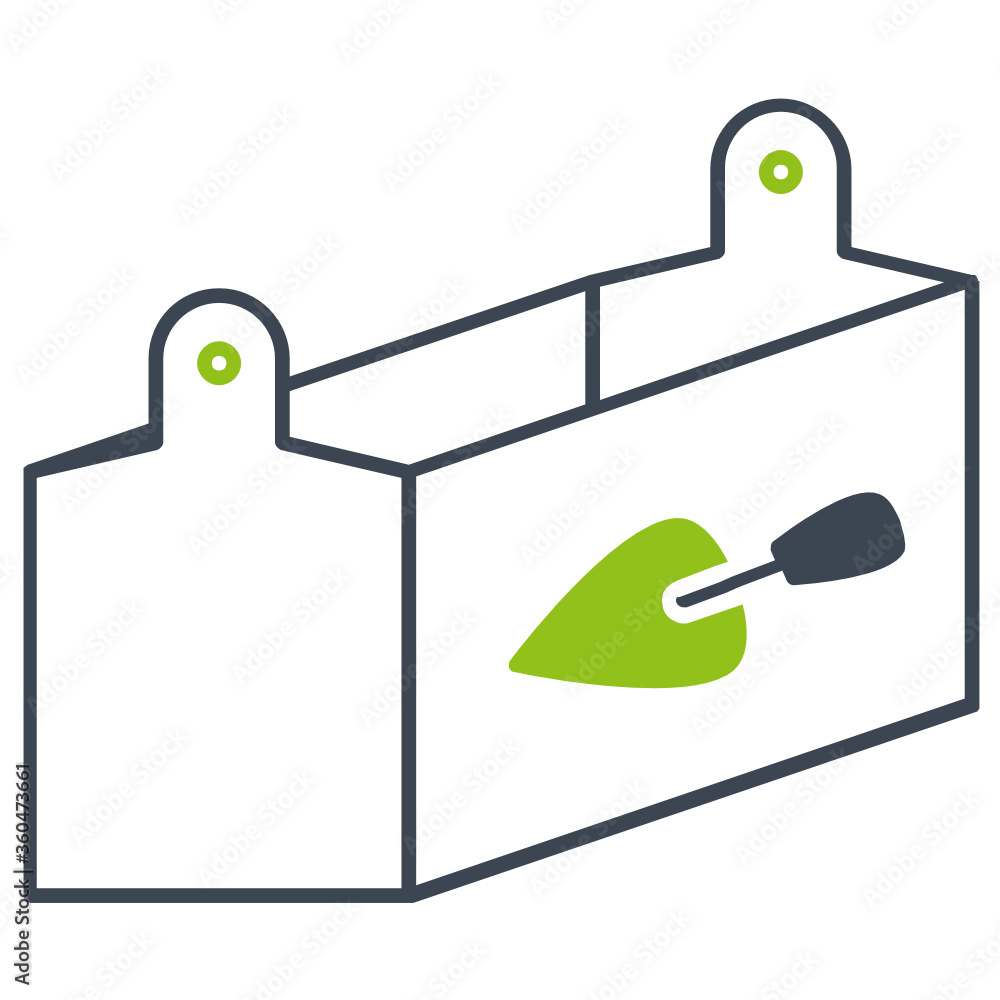 Poster soil composit bin with showel handle gardening farming bucket tool vector icon