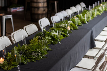 Table setup for a low-key wedding