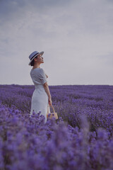 Girls in lavender field, dream purple, romantic and noble