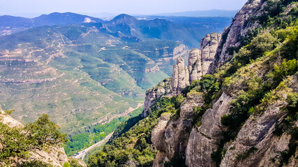 Fototapeta na wymiar Montserrat - a multi-peaked rocky range located near the city of Barcelona, in Catalonia, Spain.