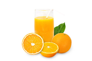 Glass of Orange juice 100% isolate on white background with clipping path.