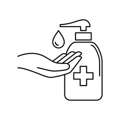 Liquid soap hand sanitizer icon. Vector icon isolated on white background.