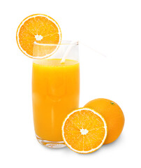 Glass of Orange juice 100% isolate on white background with clipping path.