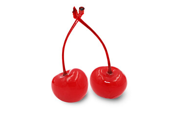 Maraschino cherry candy cocktail isolated on white background with clipping path.