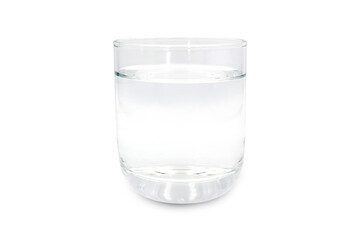 Glass of drinking water isolated on white background with clipping path.