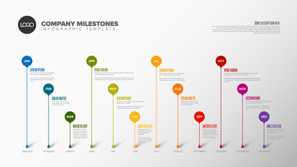 Infographic full year timeline template with droplets © Petr Vaclavek