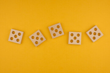Children's wooden toy sorter close up with copy space. Concept of educational games and arithmetic