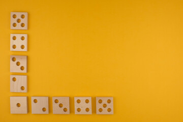 Children's wooden toy sorter close up with copy space. Concept of educational games and arithmetic