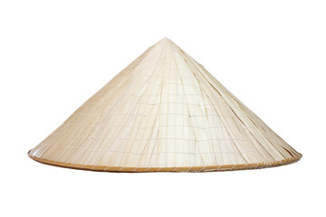 Vietnamese conical hat of tropical plants and bamboo twigs isolated on a white background. Hat sheet