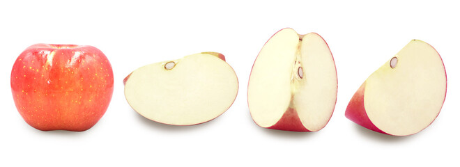Set of fresh apple fruit isolated on white background with clipping path.