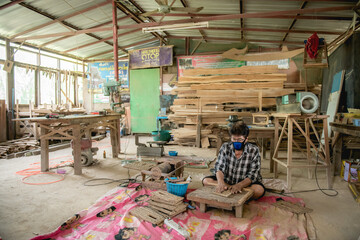 Obraz na płótnie Canvas wood industrial machine in workshop