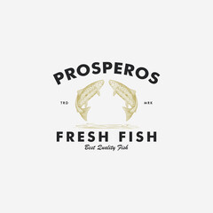 Vintage Fish Logo Design Illustration For Fish Shop