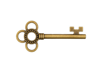 Vintage retro bronze skeleton key