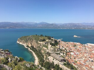 Fototapeta na wymiar Nafplion, a seaport town in the Peloponnese in Greece. view from the castle