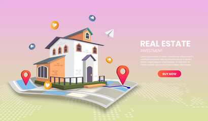 real estate landing page templates app page.For web banner, infographics, hero images. Hero image for website.