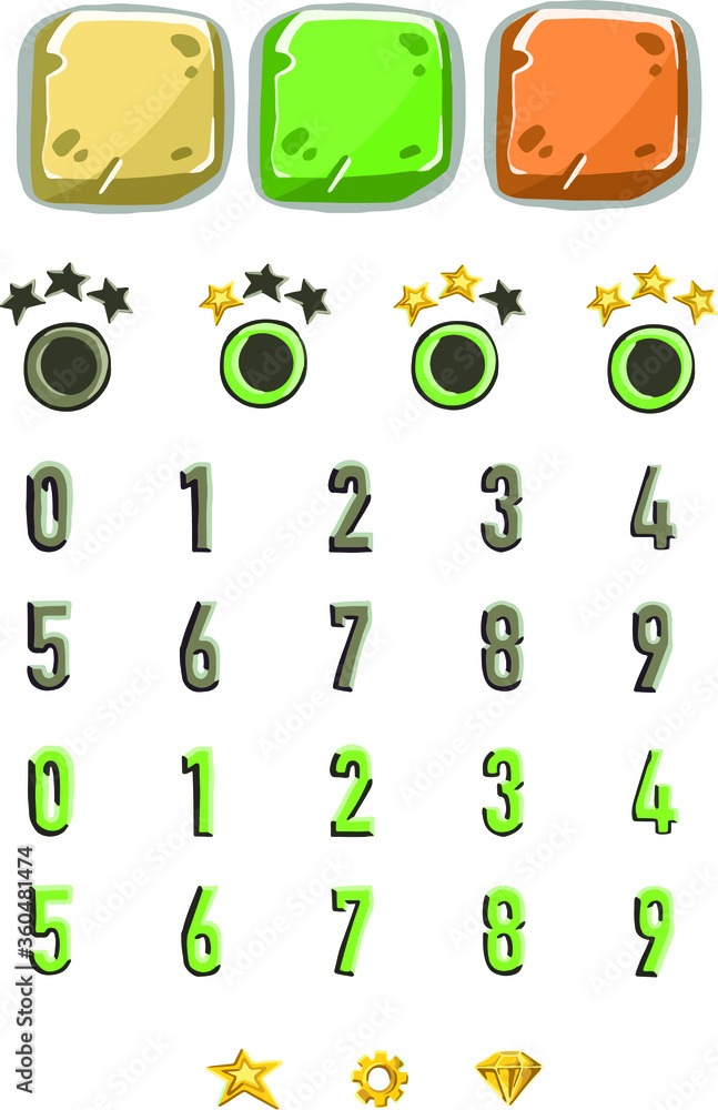 Fototapete game template with elements of game objects. vector illustration