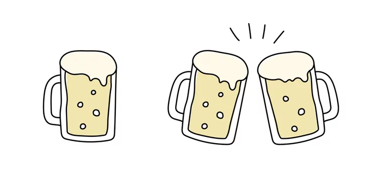 手書きのビールのイラスト 乾杯 素材 Stock Vector Adobe Stock