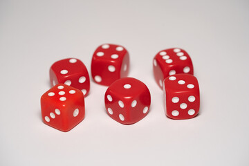 red dice on white background