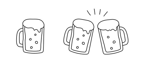 ビール イラスト 手書き 白黒 アニメーション画像の図 図500