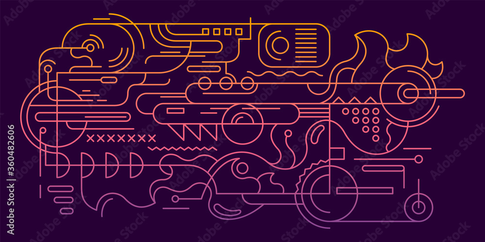 Poster modern style outline abstraction in color. vector illustration.