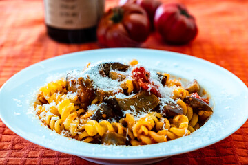 Pasta alla norma, a traditional recipie of italian food tradition