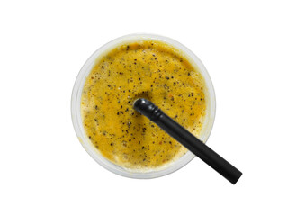 Passion fruit smoothie in takeaway cup