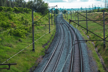 Fototapeta na wymiar railroad tracks. two railway tracks 