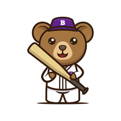 Cute bear baseball mascot design