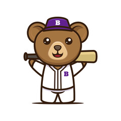 Cute bear baseball mascot design