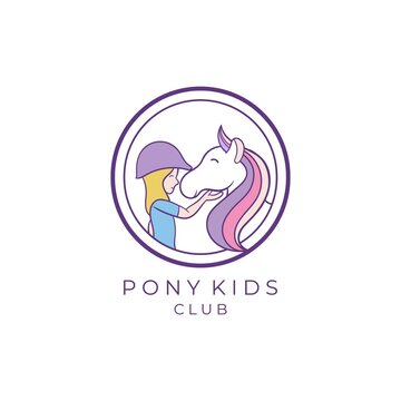 pony kids logo design. pony horse logo vector design