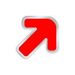 red arrow pointing right up, clip art red  arrow icon pointing for right up, 3d arrow symbol indicates red direction pointing to right up, illustrations arrow buttons right up isolated