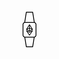 Outline ethereum watch icon.Ethereum watch vector illustration. Symbol for web and mobile