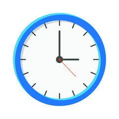 Analog clock flat vector icon. Symbol of time management, chronometer with hour, minute and second arrow. Simple illustration isolated on white background. EPS 10.