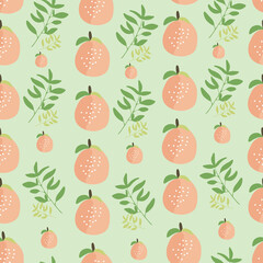 Seamless pattern with hand drawn peach. creative designs for fabric, wrapping, wallpaper, textile, apparel. vector illustration