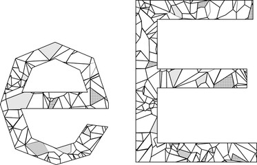 polygon letter E illustration in vector format