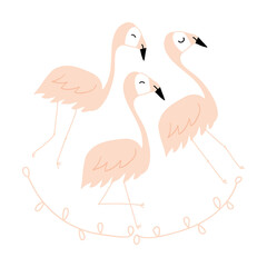 hand drawn flamingo vector illustration.