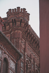 detail of the historical brick building in istanbul