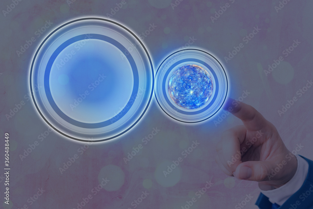 Poster futuristic icons distant solar system showing global technology networks. elements of this image fur