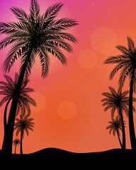 Obraz na płótnie Canvas Beautifil Palm Trees background Vector Illustration