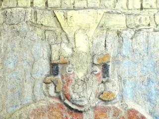 Mural paintings of war prisoners for human sacrifice of mochica culture at El Brujo (Chicama valley, Peru)