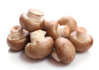 Brown champignons isolated on white background