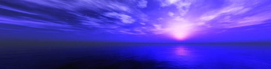 Obraz premium Sea panorama at sunset, sea sunset landscape