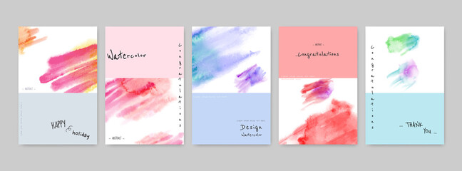 Set of Hand-painted Watercolor Card modern design