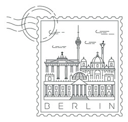 Berlin stamp minimal linear vector illustration and typography design, Germany © BernaKoritanSonmez