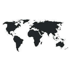 Fototapeta na wymiar World map black vector isolated on white background
