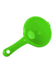 green funnel for the narrow neck of the can